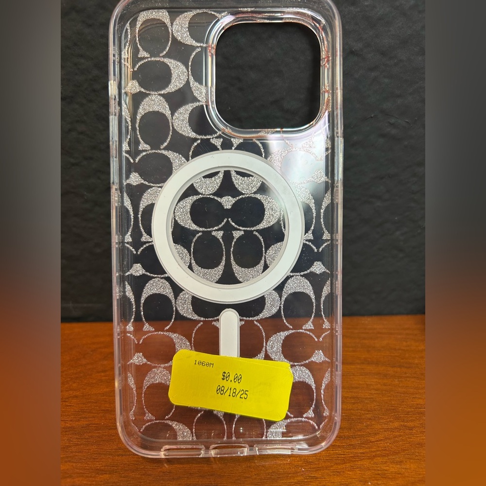 Coach iPhone 15 Pro Max Case Pink Ombre Glitter Signature Pattern NWT no box - Picture 5 of 7